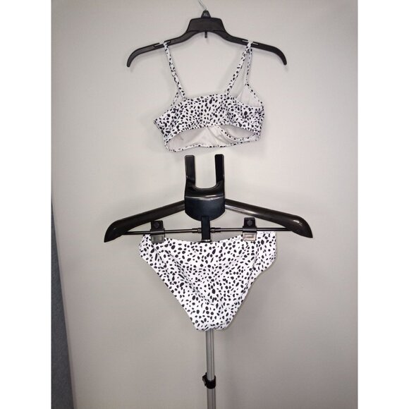 Women's Black White Polka Dot Bikini Size XS - Picture 2 of 3